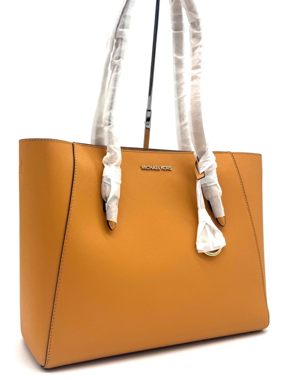 Michael Kors Charlotte LG Tote Bag 3 IN 1 Leather Shoulder Bag Cider